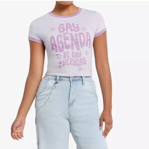 Hot Topic Gay Agenda Purple Ringer Baby T-Shirt Size XL